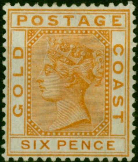 Valuable Postage Stamp Gold Coast 1889 6d Orange SG17 Fine MM