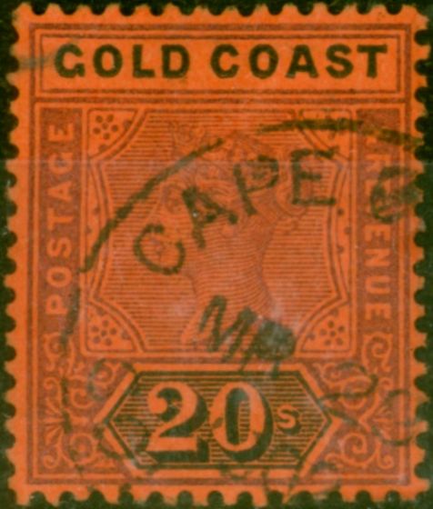 Collectible Postage Stamp Gold Coast 1894 20s Dull Mauve & Black-Red SG25 Fine Used (3)
