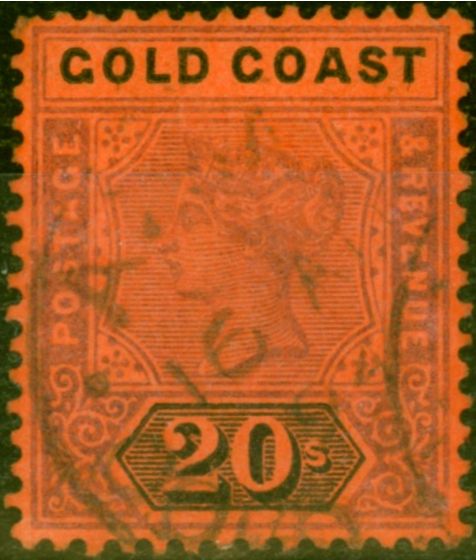 Old Postage Stamp from Gold Coast 1894 20s Dull Mauve & Black-Red SG25 V.F.U