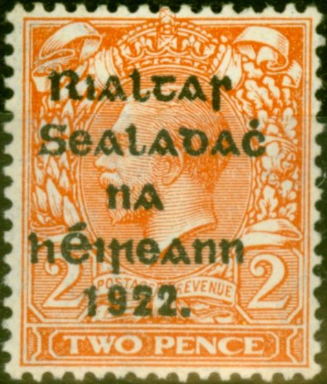 Rare Postage Stamp from Ireland 1922 2d Pale Orange SG34 Die II Very Fine MNH