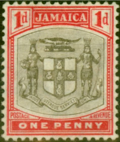Old Postage Stamp Jamaica 1905 1d Grey & Carmine SG39 Fine MM