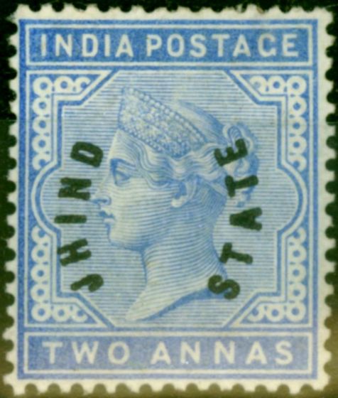 Old Postage Stamp from Jind 1885 2a Dull Blue SG3 Fine Mtd Mint