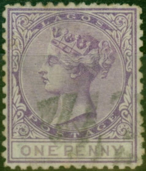 Collectible Postage Stamp Lagos 1874 1d Lilac-Mauve SG1 Good Used