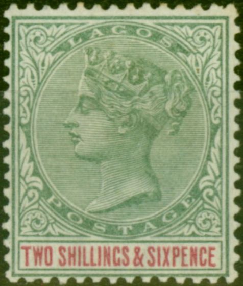 Old Postage Stamp Lagos 1887 2s6d Green & Carmine SG39 Fine LMM