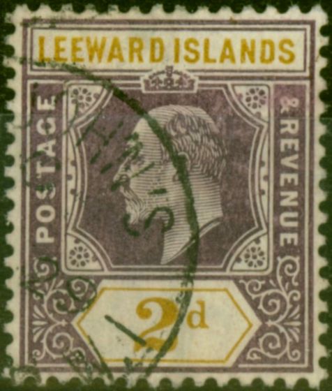 Collectible Postage Stamp Leeward Islands 1908 2d Dull Purple & Ochre SG31 Fine Used