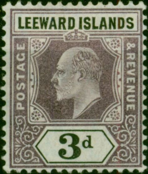 Leeward Islands 1950 3d Dull Purple & Black SG33b Chalk Fine LMM  King George VI (1936-1952) Valuable Stamps