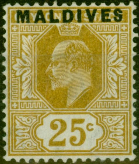 Collectible Postage Stamp from Maldives 1906 25c Bistre SG6 Fine Mtd Mint