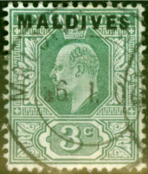 Collectible Postage Stamp from Maldives 1906 3c Green SG2 Fine Used