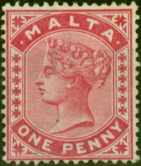Collectible Postage Stamp from Malta 1885 1d Rose SG21 Fine Mtd Mint