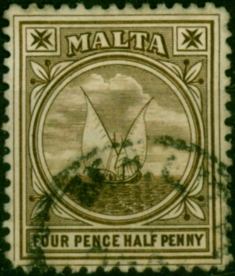 Malta 1899 4 1/2d Sepia SG32 Good Used Queen Victoria (1840-1901) Valuable Stamps