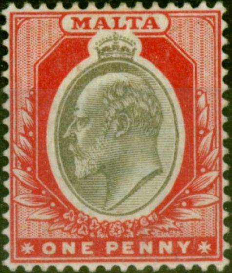 Old Postage Stamp Malta 1903 1d Blackish Brown & Red SG39 Fine LMM