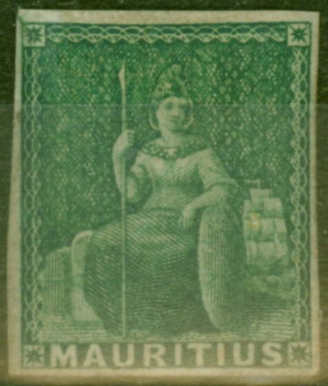 Collectible Postage Stamp from Mauritius 1858 Green SG27 Fine Mtd Mint