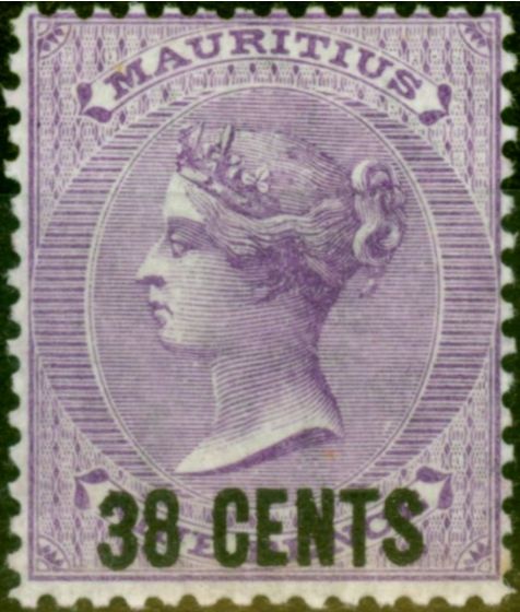 Valuable Postage Stamp from Mauritius 1878 38c on 9d Pale Violet SG89 V.F Very Lightly Mtd Mint