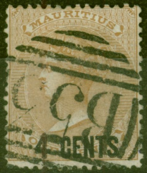Collectible Postage Stamp from Mauritius 1878 4c on 1d Bistre SG84 Good Used
