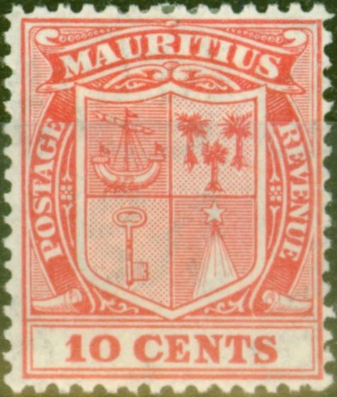 Rare Postage Stamp from Mauritius 1926 10c Carmine-Red SG216 Fine Mtd Mint