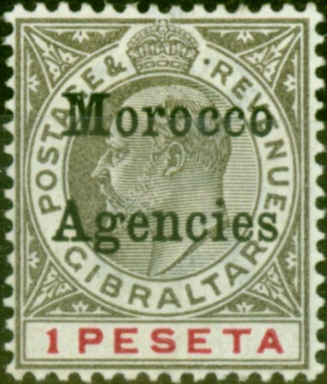 Old Postage Stamp from Morocco Agencies 1905 1p Black & Carmine SG29 Fine Mtd Mint