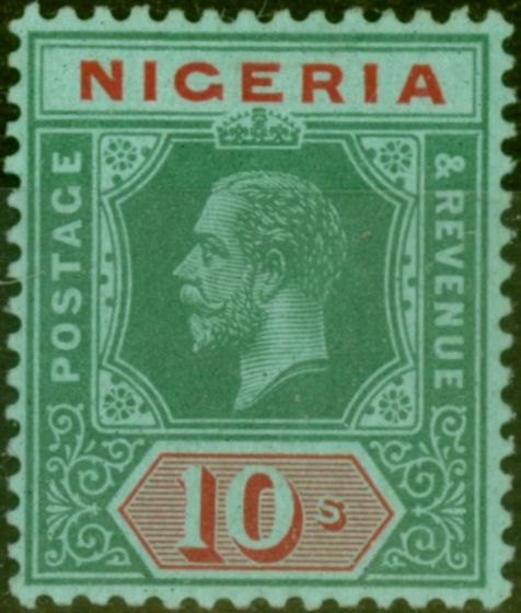Rare Postage Stamp Nigeria 1915 10s Blue-Green Back SG11a Fine & Fresh MM
