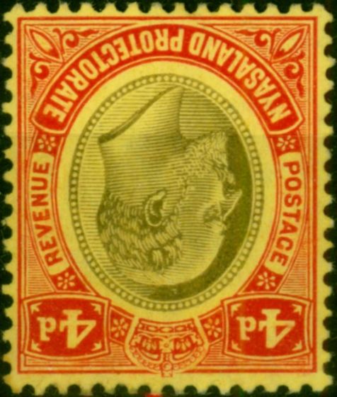 Nyasaland 1908 4d Black & Red-Yellow SG76w 'Wmk Inverted' Fine LMM . King Edward VII (1902-1910) Mint Stamps