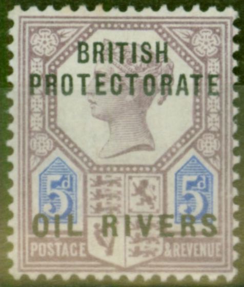 Collectible Postage Stamp from Oil Rivers 1892 5d Dull Purple & Blue SG5 Fine Lightly Mtd Mint