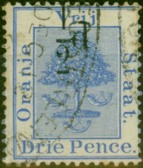 Collectible Postage Stamp Orange Free State 1896 1/2d on 3d Ultramarine SG74 Type f Fine Used