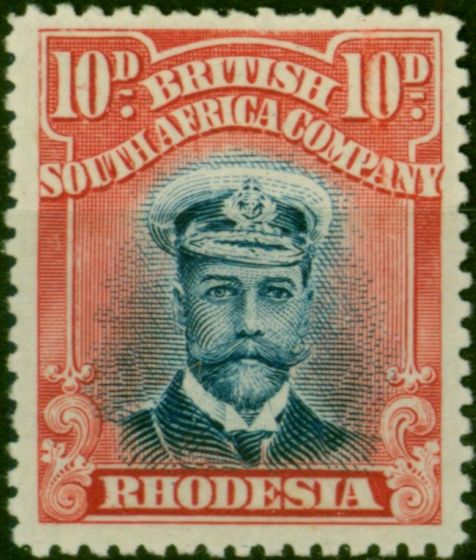 Rhodesia 1913 10d Deep Blue & Carmine-Red SG231 Die II Fine VLMM . King George V (1910-1936) Mint Stamps