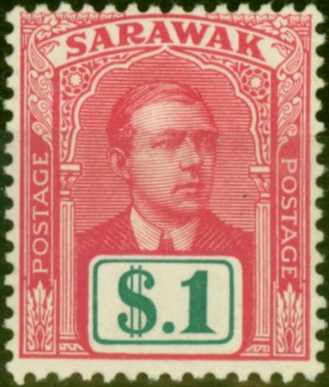 Collectible Postage Stamp Sarawak 1918 $1 Bright Rose & Carmine SG61 Fine MM