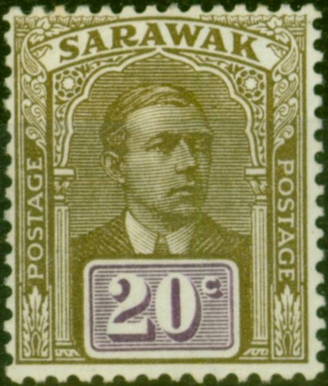 Valuable Postage Stamp from Sarawak 1918 20c Olive & Violet SG58 Fine Mtd Mint