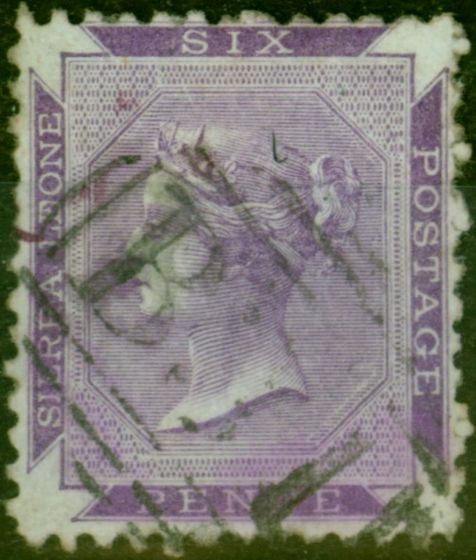 Collectible Postage Stamp Sierra Leone 1872 6d Reddish Violet SG3 P.12.5 Fine Used