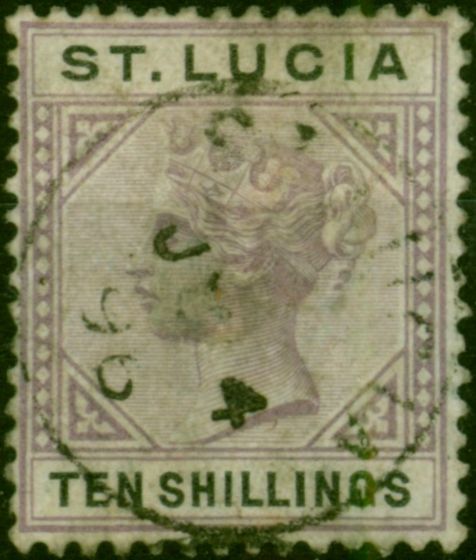 St Lucia 1891 10s Dull Mauve & Black SG52 Ave Used  Queen Victoria (1840-1901) Collectible Stamps