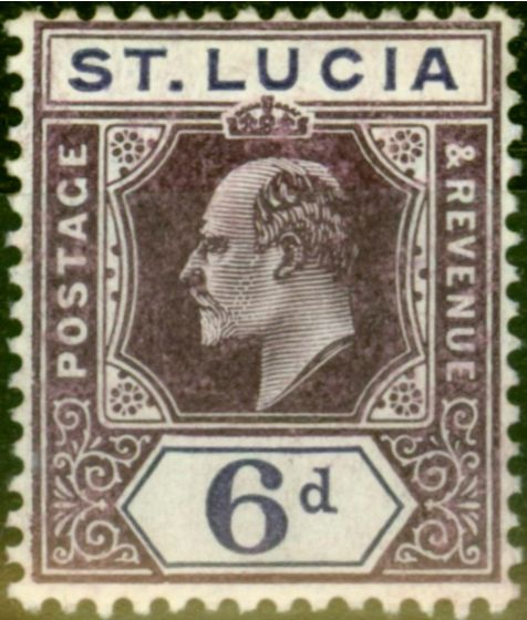 Collectible Postage Stamp from St Lucia 1905 6d Dull Purple & Violet SG72b Chalk Fine Mtd Mint