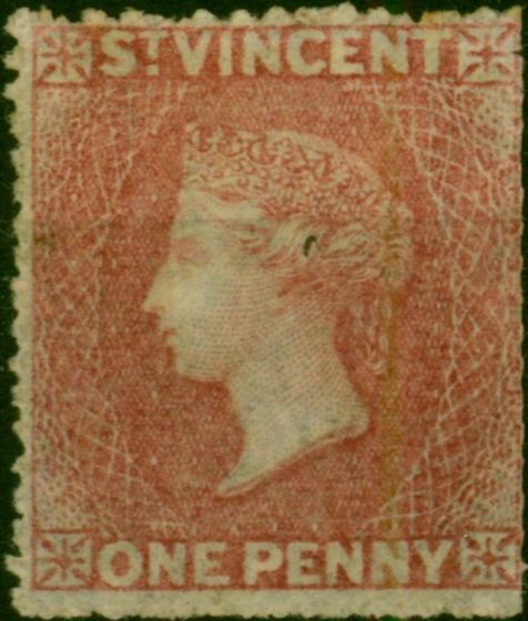 Old Postage Stamp St Vincent 1861 1d Rose-Red SG1 Fine Unused
