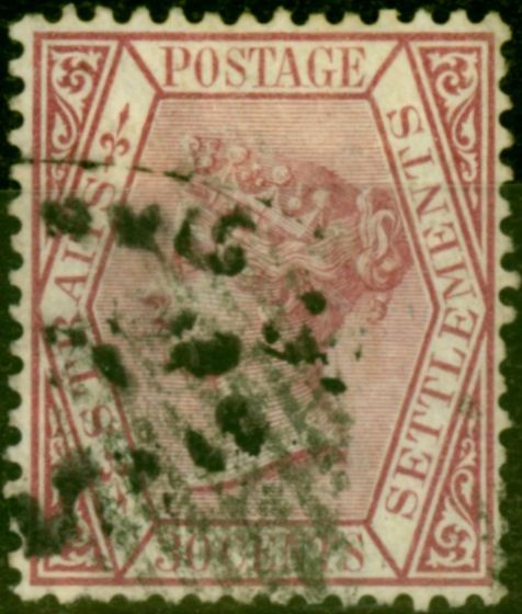 Valuable Postage Stamp from  Straits Settlements 1872 30c Claret SG17 Fine Used (2)