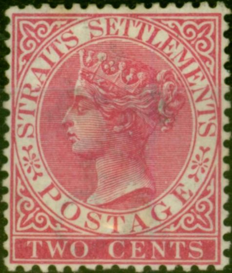 Rare Postage Stamp Straits Settlements 1889 2c Bright Rose SG63a Fine MM
