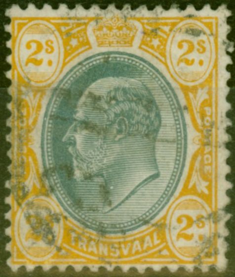 Old Postage Stamp from Transvaal 1903 2s Grey-Black & Yellow SG257 Good Used