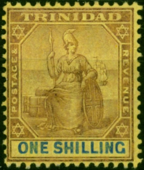 Trinidad 1906 1s Purple & Blue-Golden Yellow SG142 Fine MM  King Edward VII (1902-1910) Valuable Stamps