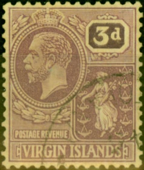 Collectible Postage Stamp from Virgin Islands 1928 3d Purple & Pale-Yellow SG96 V.F.U