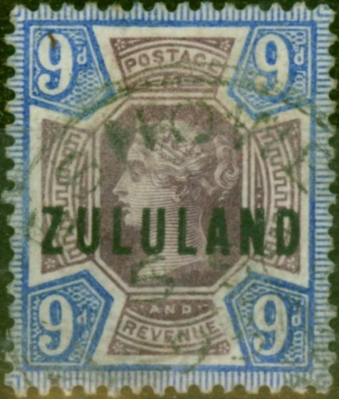 Old Postage Stamp Zululand 1892 9d Dull Purple & Blue SG9 Fine Used
