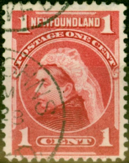 Old Postage Stamp from Newfoundland 1897 1c Carmine SG84 Superb Used Part 'St Johns' CDS