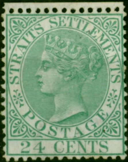 Straits Settlements 1867 24c Yellow-Green SG16a Fine & Fresh Unused . Queen Victoria (1840-1901) Mint Stamps