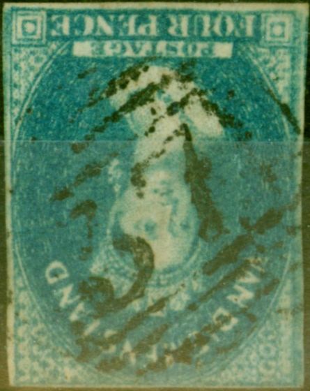 Valuable Postage Stamp from Tasmania 1857 4d Blue SG37var Wmk Inverted Fine Used Scarce