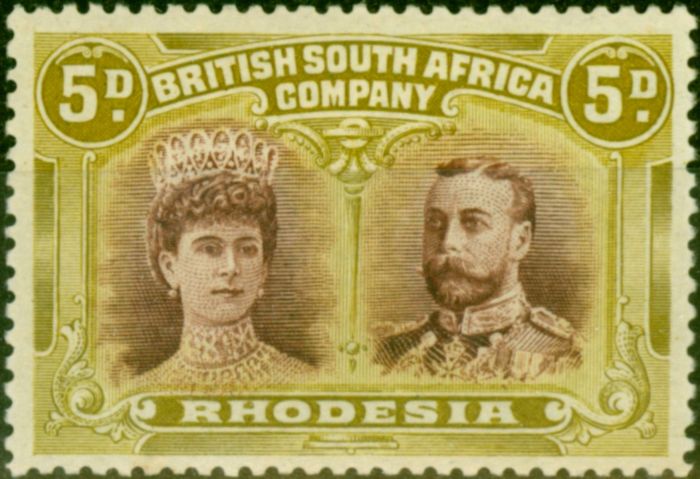 Valuable Postage Stamp from Rhodesia 1910 5d Lake-Brown & Olive SG143 Fine & Fresh Mtd Mint
