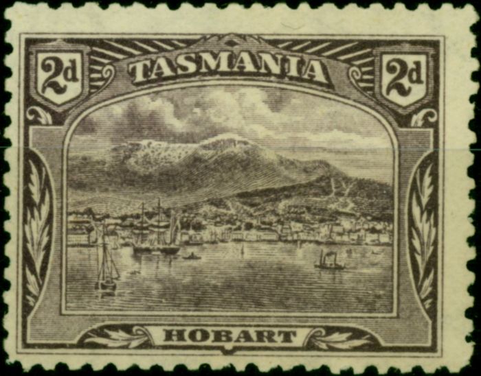 Rare Postage Stamp Tasmania 1905 2d Deep Purple SG245a P.11 Fine MM