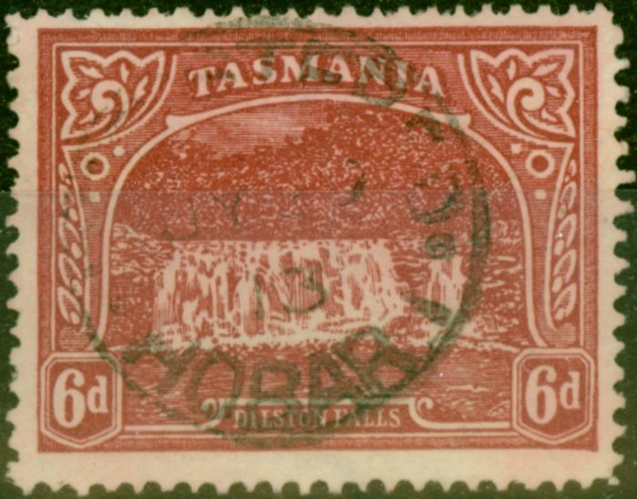 Old Postage Stamp from Tasmania 1911 6d Dull Carmine-Red SG254c Fine Used