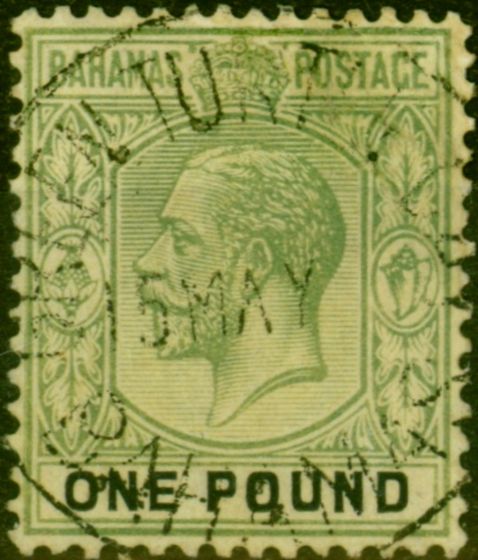 Valuable Postage Stamp from Bahamas 1926 £1 Green & Black SG125 Fine Used