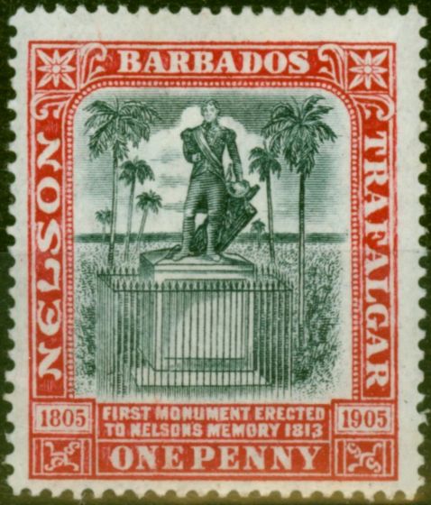 Collectible Postage Stamp from Barbados 1906 1d Black & Red SG147 Fine MM