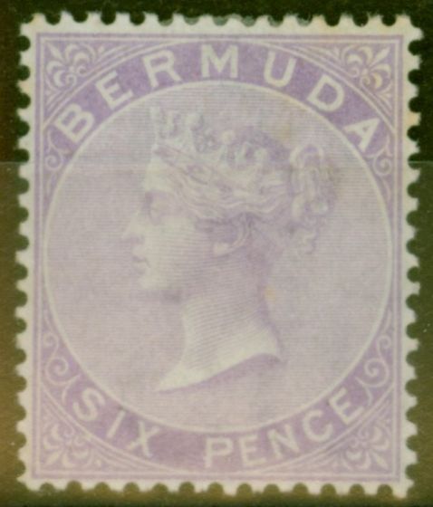 Old Postage Stamp from Bermuda 1874 6d Dull Mauve SG7 Fine & Fresh Mtd Mint