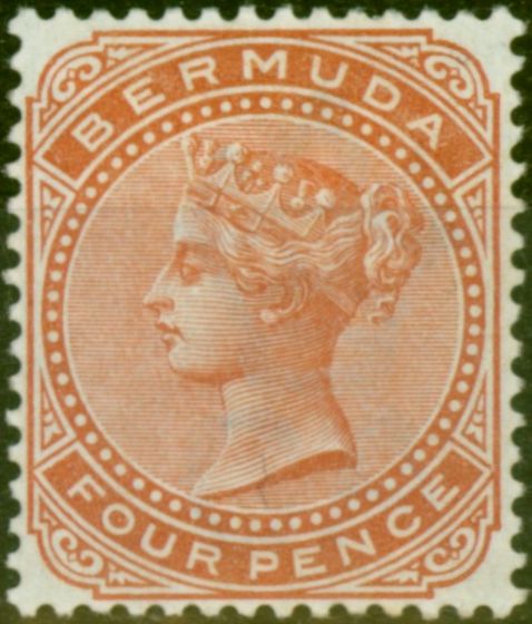Valuable Postage Stamp Bermuda 1904 4d Orange-Brown SG28a Fine MM