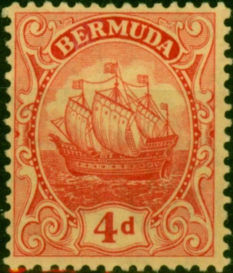 Bermuda 1919 4d Red-Yellow SG49a Fine MM  King George V (1910-1936) Collectible Stamps