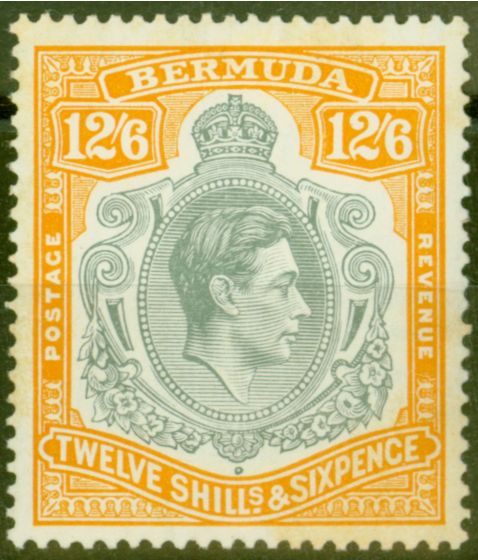 Rare Postage Stamp from Bermuda 1940 12s6d Grey & Pale Orange SG120b Fine MNH