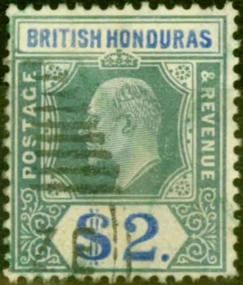 Valuable Postage Stamp from British Honduras 1907 $2 Grey-Green & Blue SG92 Fine Used